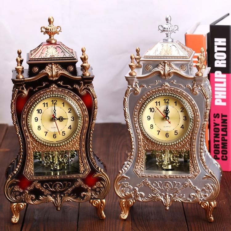 Sveglia Orologio vintage Classico Royalty Salotto Mobile TV Scrivania Arredamento imperiale Orologio a pendolo seduto creativo