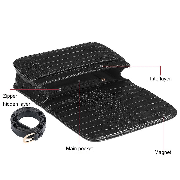 Marsupio da donna vintage in pelle di alligatore PU Marsupio da viaggio Portafogli, Fanny Bags