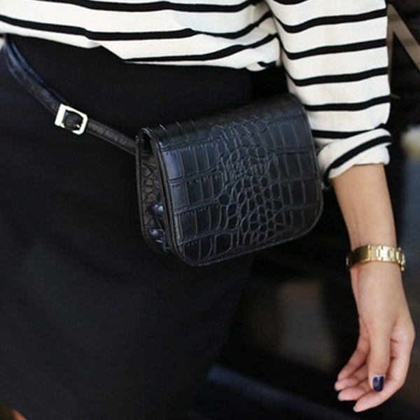 Marsupio da donna vintage in pelle di alligatore PU Marsupio da viaggio Portafogli, Fanny Bags