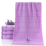 Asciugamani per il viso in puro cotone a righe spesse Asciugamani per il viso assorbenti con motivo lavanda