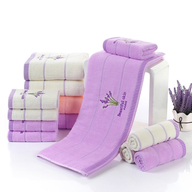 Asciugamani per il viso in puro cotone a righe spesse Asciugamani per il viso assorbenti con motivo lavanda