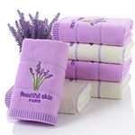 Asciugamani per il viso in puro cotone a righe spesse Asciugamani per il viso assorbenti con motivo lavanda