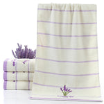 Asciugamani per il viso in puro cotone a righe spesse Asciugamani per il viso assorbenti con motivo lavanda