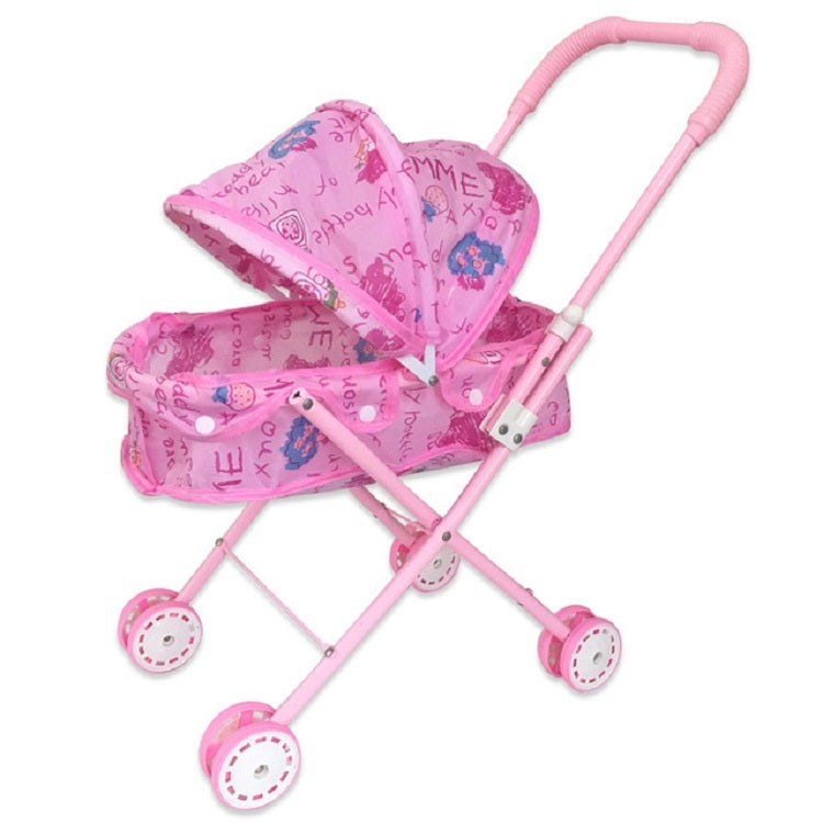 Passeggino in ferro per bambole con baldacchino 53cm