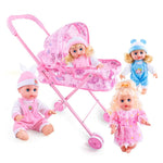 Giocattoli per casa delle bambole per bambini Passeggino in ferro con baldacchino piegato, Iron Stroller