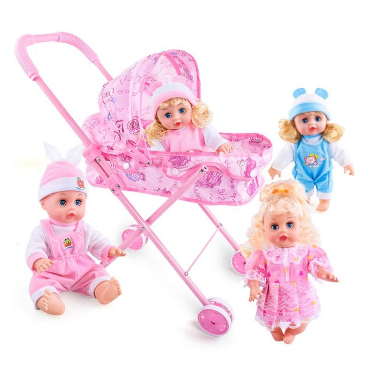 Giocattoli per casa delle bambole per bambini Passeggino in ferro con baldacchino piegato, Iron Stroller