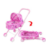 Giocattoli per casa delle bambole per bambini Passeggino in ferro con baldacchino piegato, Iron Stroller