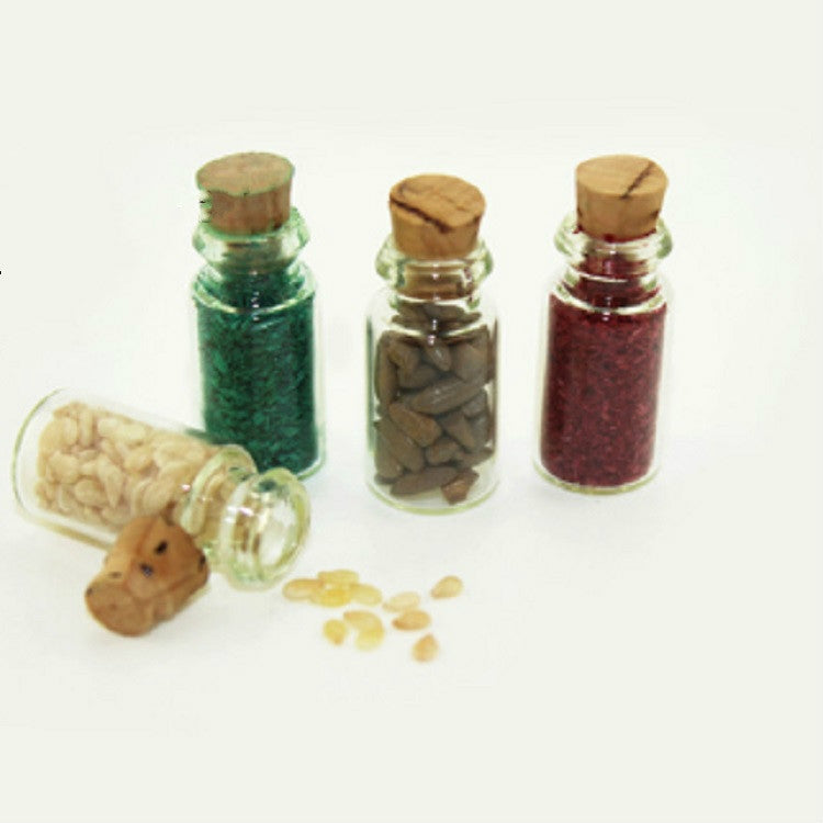 4 pezzi / set Accessori per la cucina della casa delle bambole Bottiglia per alimenti in vetro in miniatura, Glass Food Bottle