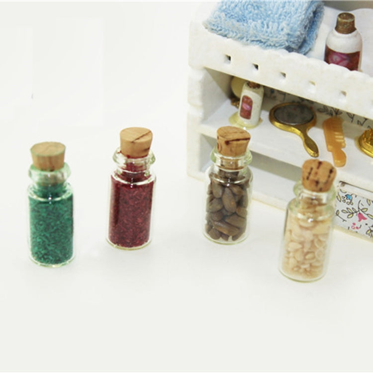 4 pezzi / set Accessori per la cucina della casa delle bambole Bottiglia per alimenti in vetro in miniatura, Glass Food Bottle