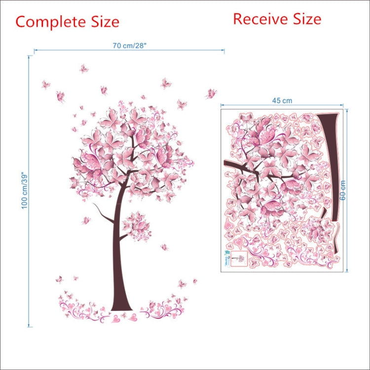 2 pezzi albero fiore farfalle floreali adesivi murali decalcomanie soggiorno camera da letto TV divano sfondo decorazioni murali decalcomanie murale, Tree Flower