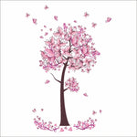 2 pezzi albero fiore farfalle floreali adesivi murali decalcomanie soggiorno camera da letto TV divano sfondo decorazioni murali decalcomanie murale, Tree Flower