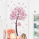 2 pezzi albero fiore farfalle floreali adesivi murali decalcomanie soggiorno camera da letto TV divano sfondo decorazioni murali decalcomanie murale, Tree Flower