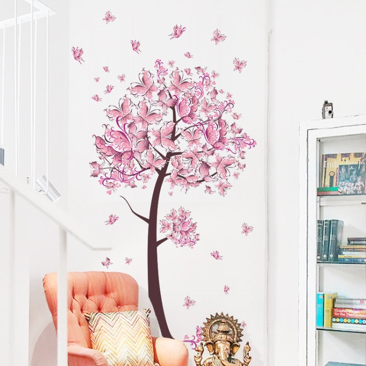 2 pezzi albero fiore farfalle floreali adesivi murali decalcomanie soggiorno camera da letto TV divano sfondo decorazioni murali decalcomanie murale, Tree Flower