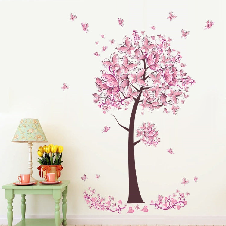 2 pezzi albero fiore farfalle floreali adesivi murali decalcomanie soggiorno camera da letto TV divano sfondo decorazioni murali decalcomanie murale, Tree Flower