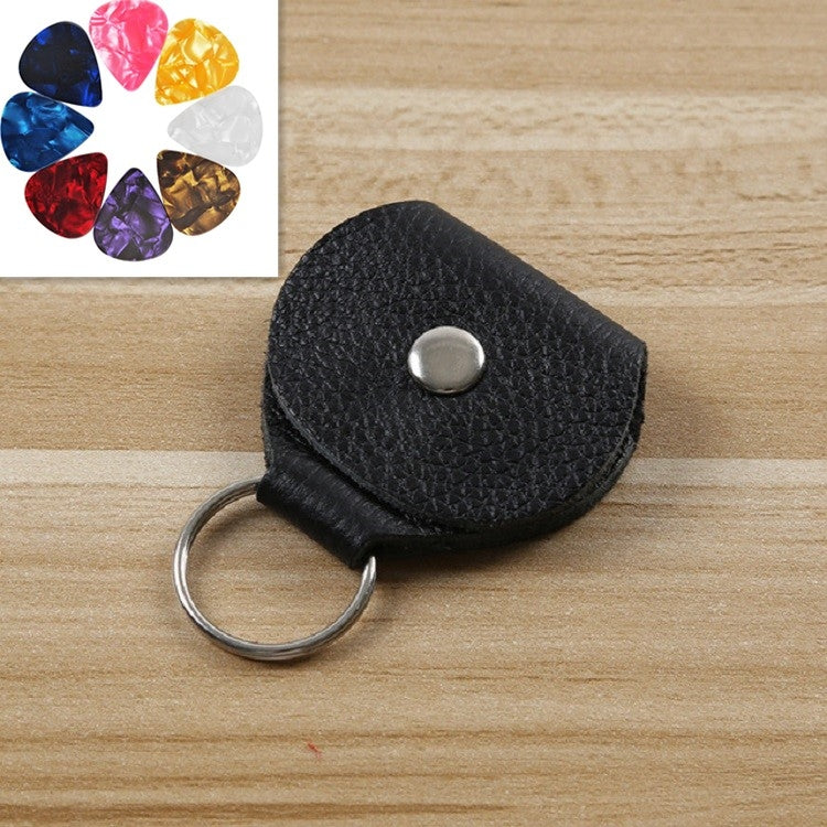 Borsa porta plettri per chitarra in vera pelle da 10 pezzi con portachiavi, Apricot, Black, Brown, Blue, Claret