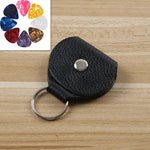Borsa porta plettri per chitarra in vera pelle da 10 pezzi con portachiavi, Apricot, Black, Brown, Blue, Claret