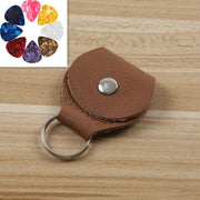 Borsa porta plettri per chitarra in vera pelle da 10 pezzi con portachiavi, Apricot, Black, Brown, Blue, Claret