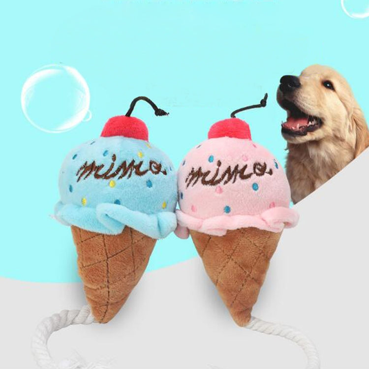 2 giocattoli per cani in peluche, con squittio, per gatti, da masticare, per giocare con il gelato