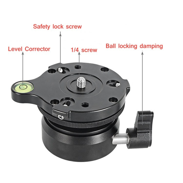 BENXIN DY-60N Base di regolazione orizzontale universale Tavolo di regolazione panoramica per fotocamera reflex pan-tilt Base emisferica, DY-60N 1/4 inch