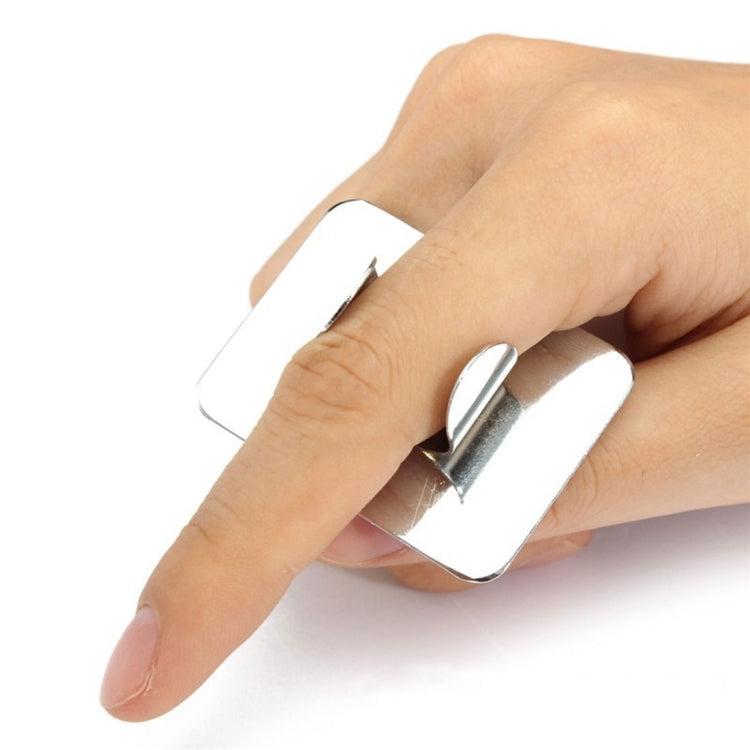 10 PCS Salon Manicure Finger Ring Tavolozza dei colori Make Up Cream Fondotinta Tavolozza di miscelazione Strumento per il trucco cosmetico Piastra in acciaio inossidabile, Small Square