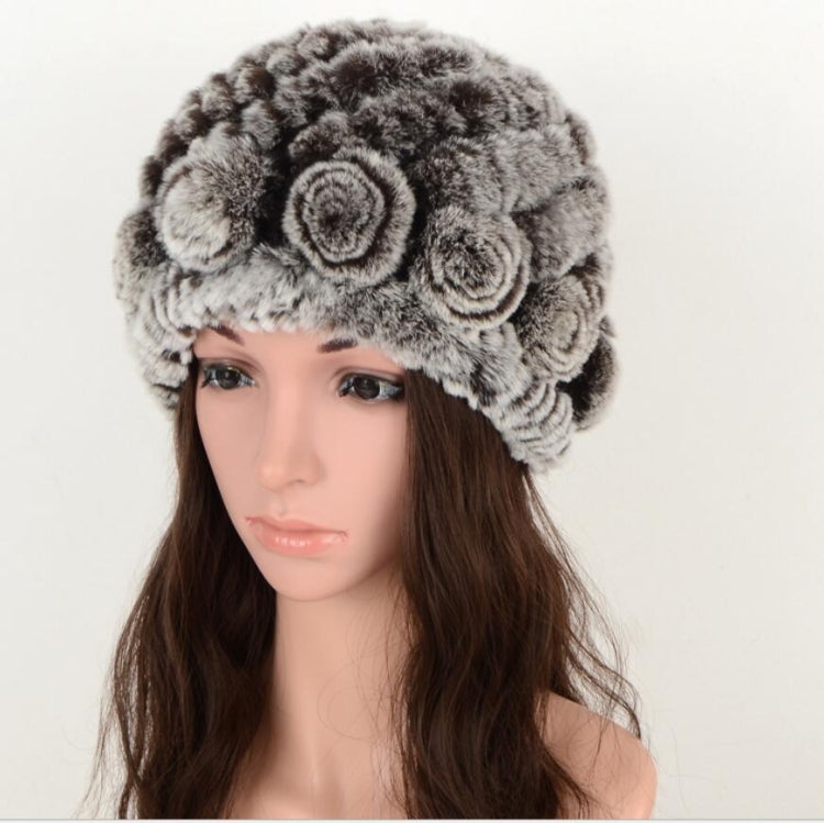 Cappello in vera pelliccia di coniglio con ananas Versione coreana dei caldi paraorecchie da donna