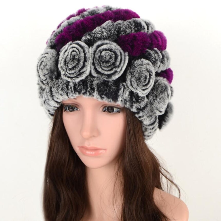 Cappello in vera pelliccia di coniglio con ananas Versione coreana dei caldi paraorecchie da donna