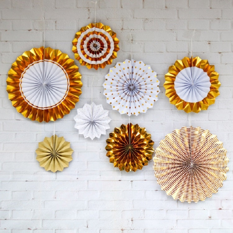 2 set di set di fiori per ventagli di carta abbronzante, decorazioni per feste di compleanno, feste di matrimonio, Bronzing 8pcs, Hot Silver 8pcs, Black 8pcs, Rose Gold 8pcs, Champagne Gold 8pcs, Colorful Hollow 8pcs, Bronzing 6pcs