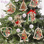Ciondolo in legno di Natale 3D Ornamento per albero di Natale Decorazione fai da te per albero di Natale di Babbo Natale
