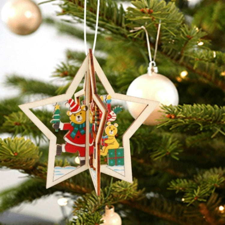 Ciondolo in legno di Natale 3D Ornamento per albero di Natale Decorazione fai da te per albero di Natale di Babbo Natale