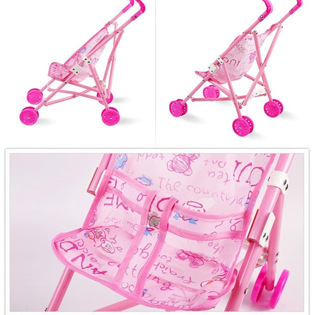 Set di passeggini per bambini in plastica per mini casa delle bambole, giocattoli educativi per bambini, consegna a colori casuali, Baby Stroller Set