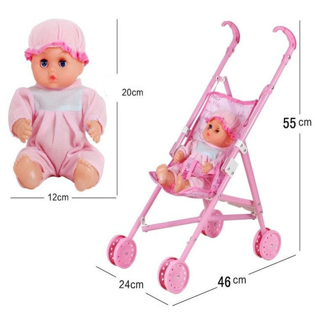 Set di passeggini per bambini in plastica per mini casa delle bambole, giocattoli educativi per bambini, consegna a colori casuali, Baby Stroller Set