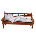 Mini mobili per casa delle bambole Panca in legno con cuscini, Wooden Bench