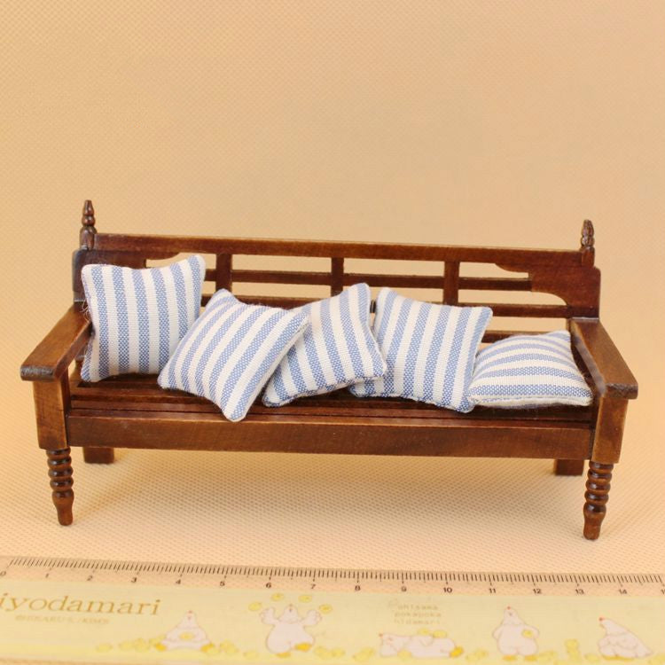Mini mobili per casa delle bambole Panca in legno con cuscini, Wooden Bench