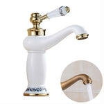 Rubinetto in porcellana bianca blu antico caldo freddo doppio rame, Black, Antique, Platinum, Black Gold
