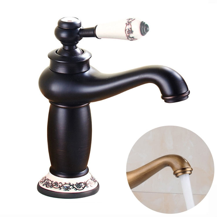 Rubinetto in porcellana bianca blu antico caldo freddo doppio rame, Black, Antique, Platinum, Black Gold