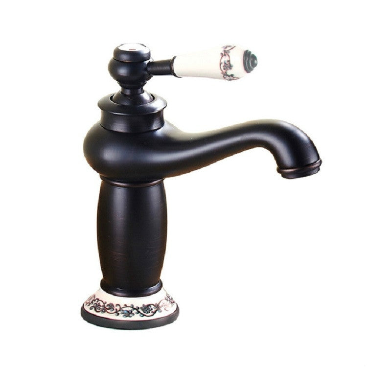 Rubinetto in porcellana bianca blu antico caldo freddo doppio rame, Black, Antique, Platinum, Black Gold