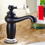 Rubinetto in porcellana bianca blu antico caldo freddo doppio rame, Black, Antique, Platinum, Black Gold