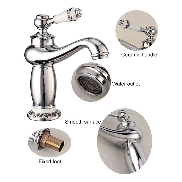 Rubinetto in porcellana bianca blu antico caldo freddo doppio rame, Black, Antique, Platinum, Black Gold