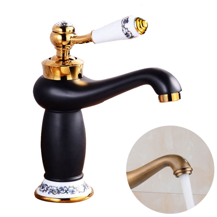 Rubinetto in porcellana bianca blu antico caldo freddo doppio rame, Black, Antique, Platinum, Black Gold