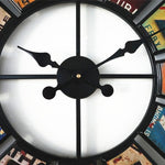 Orologio da parete digitale rotondo retrò Orologio decorativo in ferro battuto con targa creativa, Round Retro Wall Clock