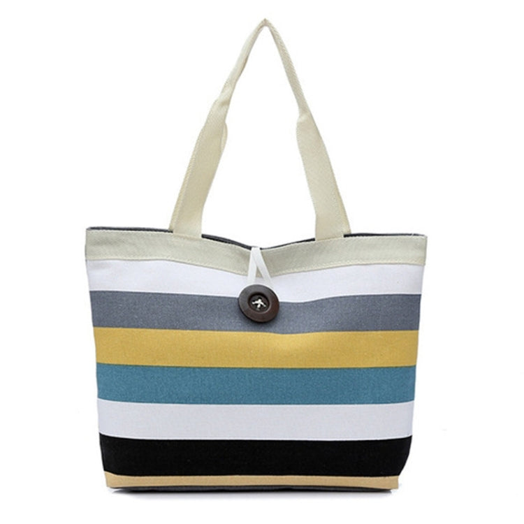 Borsa a tracolla di colore a contrasto con strisce di tela colorata da 3 pezzi Borsa per la spesa verde di tendenza casual di grande capacità