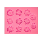 2 pezzi stampo in silicone per torta fondente stampo per cioccolato fai da te tromba fiore fiore sole decorazione di cottura, Sun Flower Shape(Pink), Sun Flower Shape(Gray)