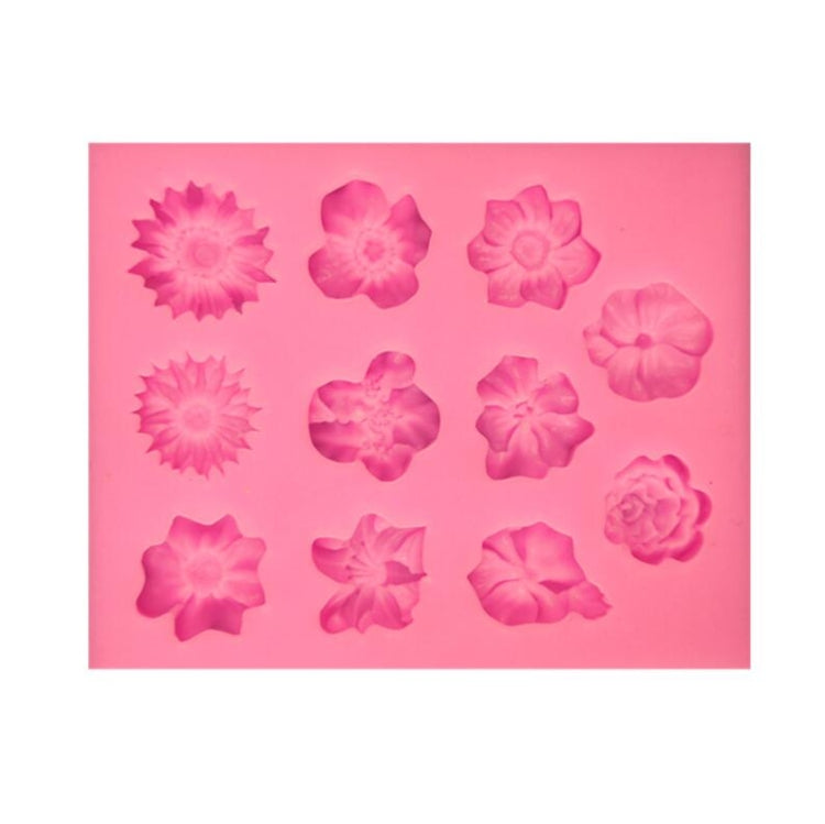 2 pezzi stampo in silicone per torta fondente stampo per cioccolato fai da te tromba fiore fiore sole decorazione di cottura, Sun Flower Shape(Pink), Sun Flower Shape(Gray)