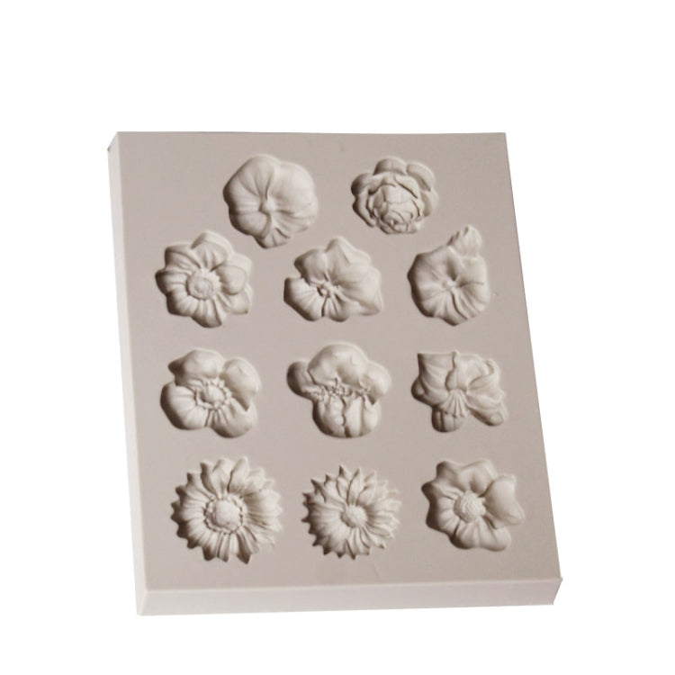 2 pezzi stampo in silicone per torta fondente stampo per cioccolato fai da te tromba fiore fiore sole decorazione di cottura, Sun Flower Shape(Pink), Sun Flower Shape(Gray)