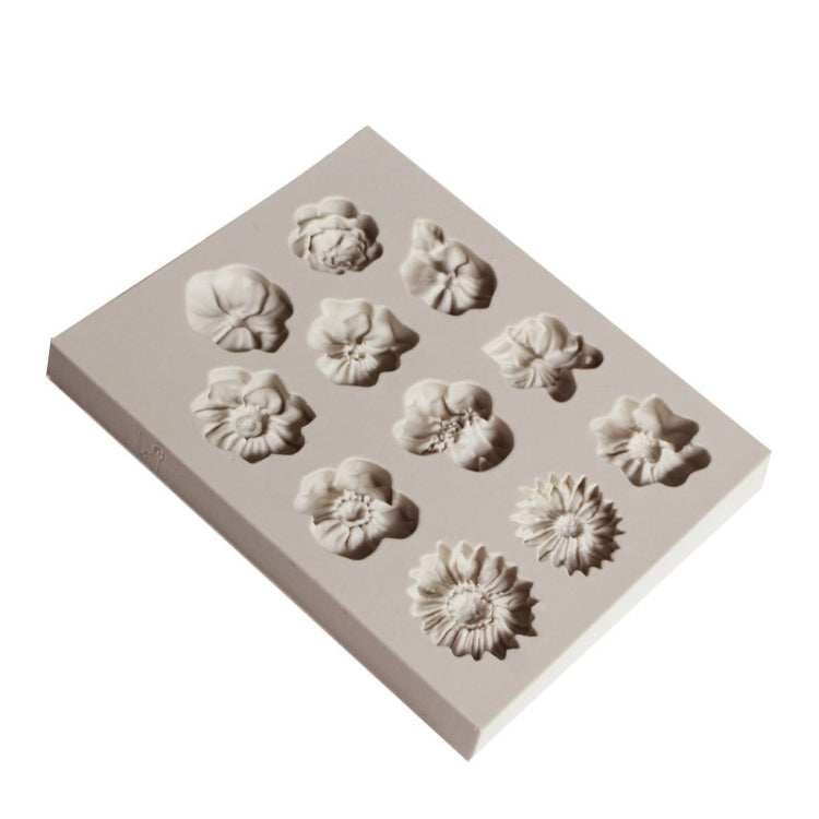 2 pezzi stampo in silicone per torta fondente stampo per cioccolato fai da te tromba fiore fiore sole decorazione di cottura, Sun Flower Shape(Pink), Sun Flower Shape(Gray)