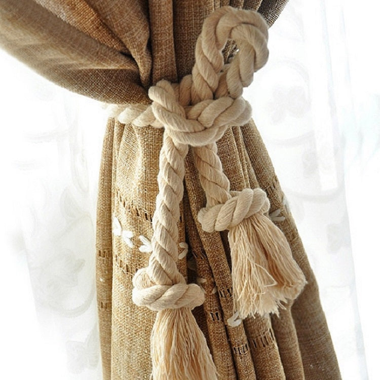 2 PCS Cinghie per tende in filo di cotone spesso Cinghie di protezione ambientale in corda di cotone fatte a mano, Thread Curtain Straps