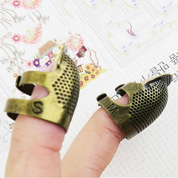 Accessori per strumenti da cucito, protezioni per dita per ditale da cucito regolabili in metallo per uso domestico, S, M