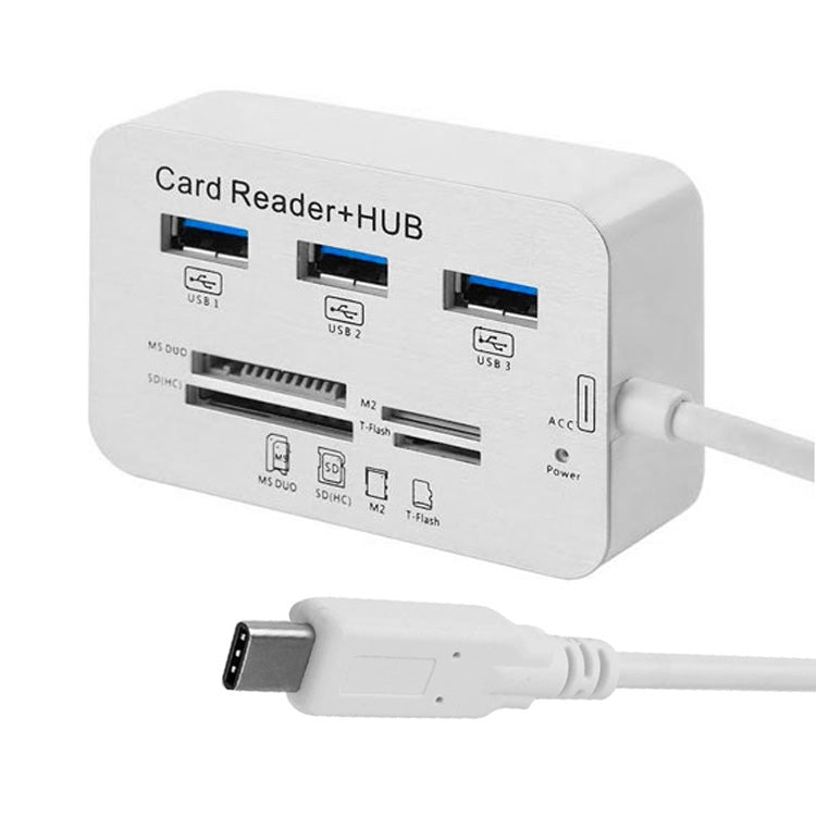 USB 3.1 Type-C COMBO 3 porte HUB + lettore di schede MS DUO / SD(HC) / M2 / T-Flash con indicazione LED, 3 Ports USB+MS DUO+M2+TF