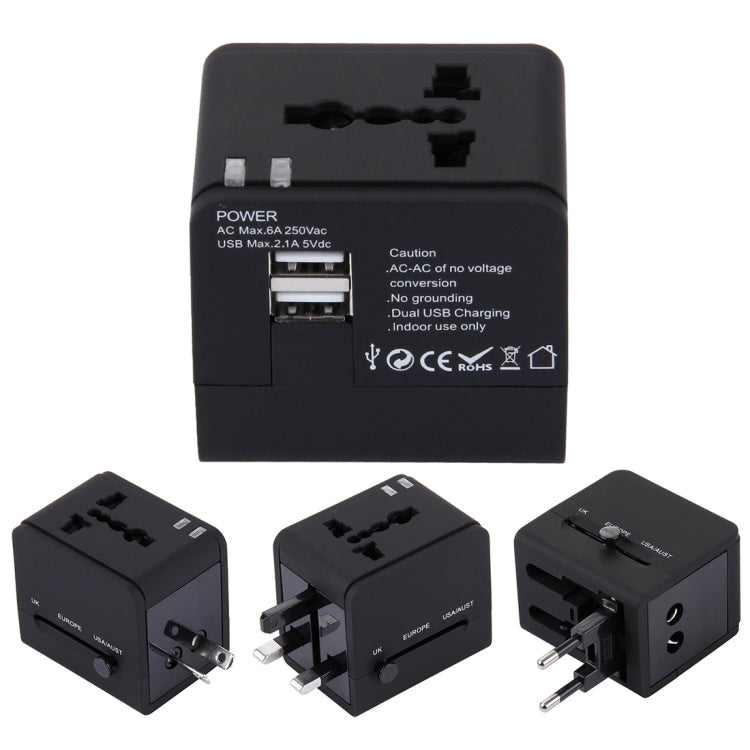 Adattatore caricabatterie doppia USB 5V 2.1A spina UK/EU/US/AU