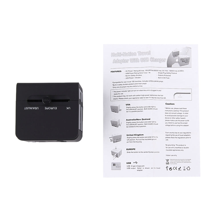 Adattatore caricabatterie doppia USB 5V 2.1A spina UK/EU/US/AU